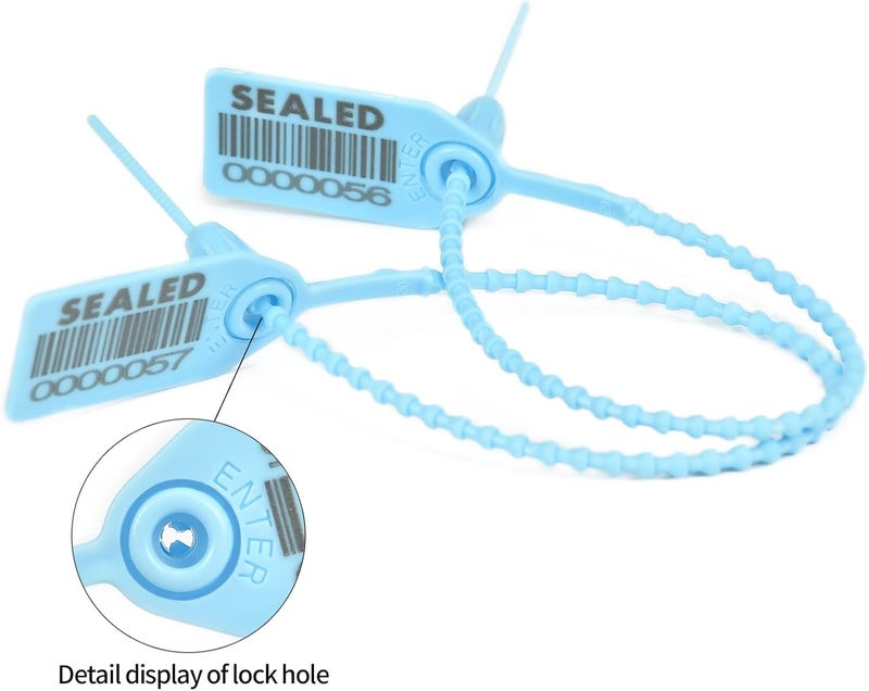 LeadSeals 500 Light Blue Plastic Barcode Seals, Numberd Plastic Tamper Seals Security Tags, Pull-Tite Safety Zip Ties, Tamper Proof Tags Plasic Locks for Fire Extinguishers - Image 4